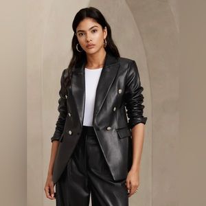 Banana Republic Black Leather Captains  blazer – never worn